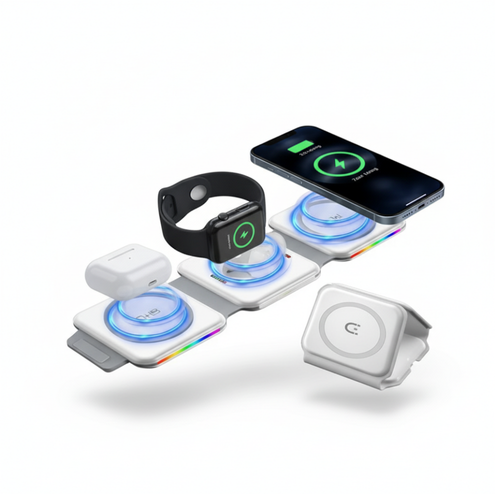 شاحن مغناطيسي 3 في 1 – شحن سريع ومتعدد األجھزة