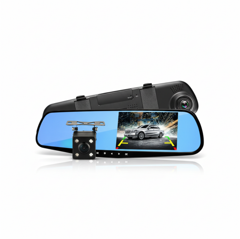 مرآة سيارة أمامية وخلفية مع كاميرا – أمان على الطريق