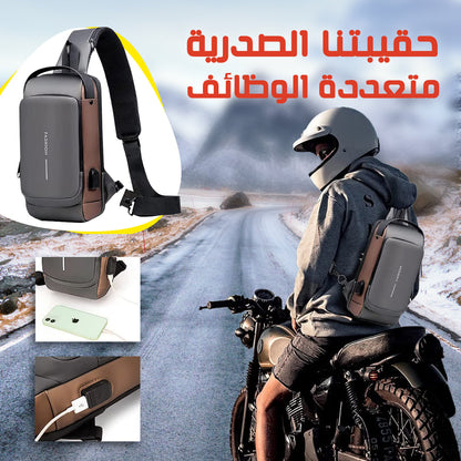 حقيبة ظهر رجالية عصرية - مع منفذ USB وقفل ذكي
